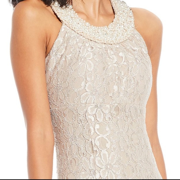 Pearl Neck Navy Bridal Dress - Picture 3 of 3